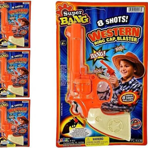 LOT OF 12 PARTY FAVORS / GIVEAWAYS WILD WEST COWBOY TOY RING CAP GUN